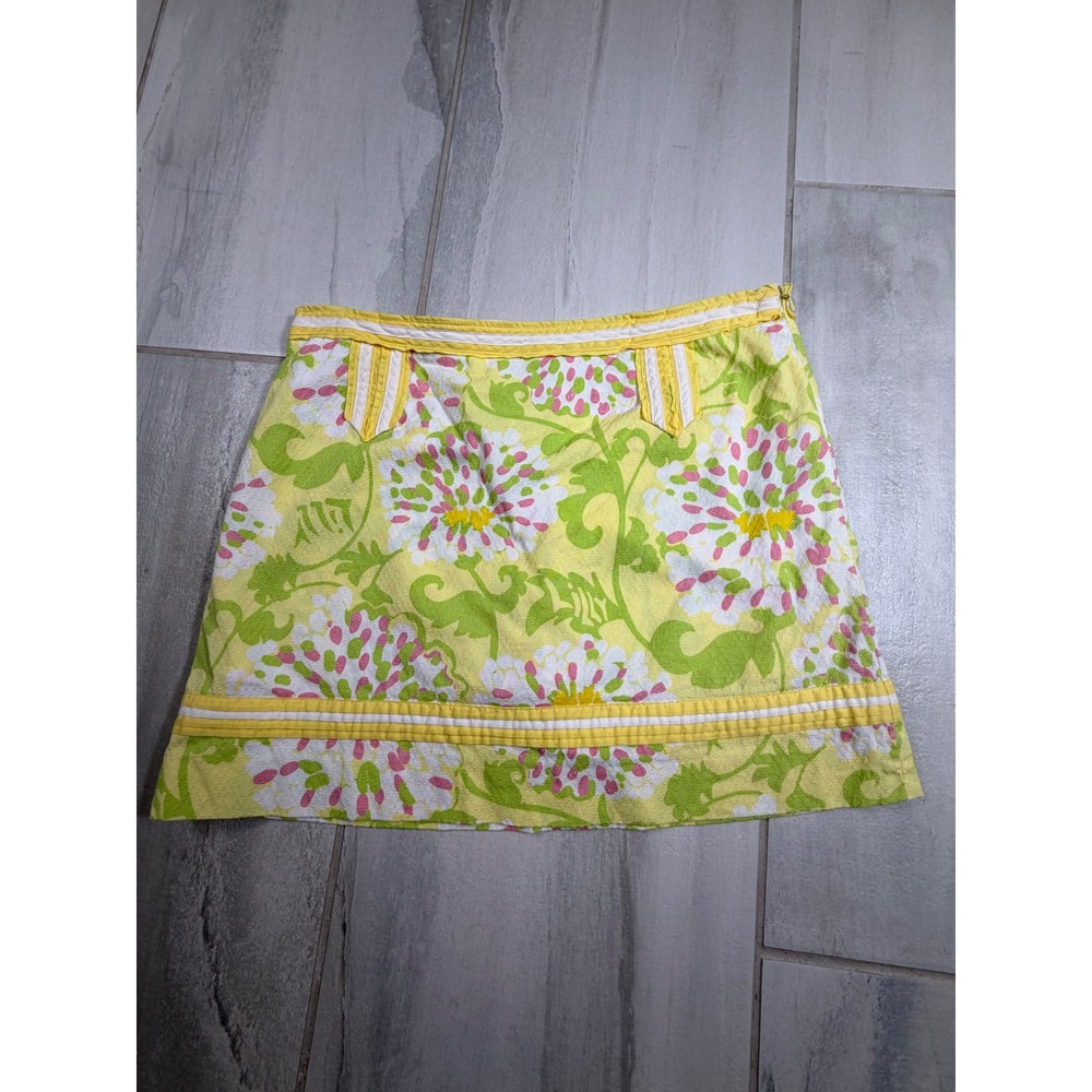 Lilly Pulitzer Jubilee Skort Size 6 Yellow Green Floral Cotton Mini Skirt